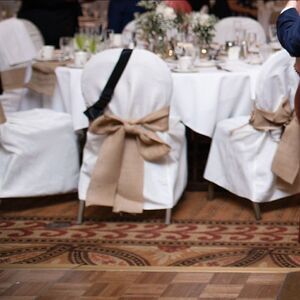 28 Burlap Jute Chair Sash Bow for Parties Weddings Events Approx 6”x 7.5’